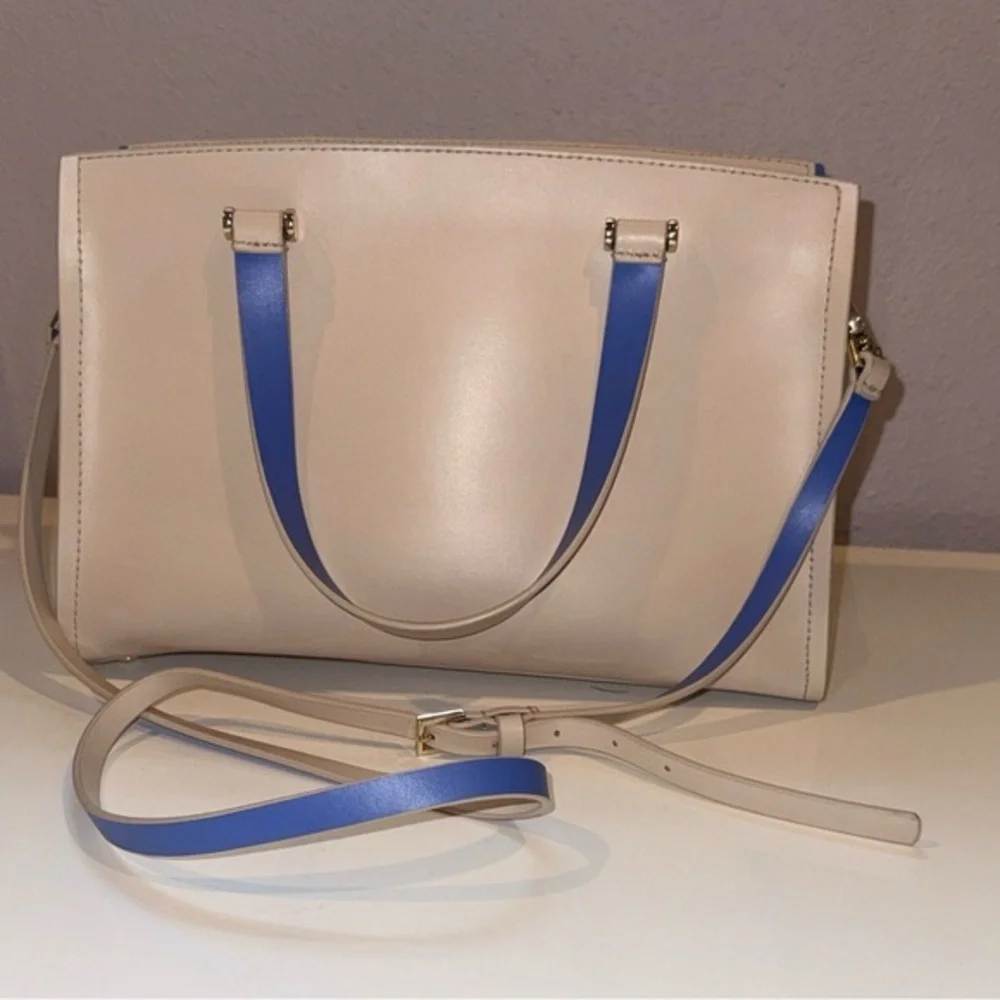 Kate Spade Arbour Hill Candace Leather Satchel Crossbody Pumice Blue Work Bag - Picture 8 of 11